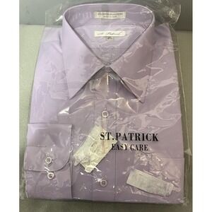 St. Patrick Mens long  sleeve button down shirt 17.5 (36/37) Purple NWT